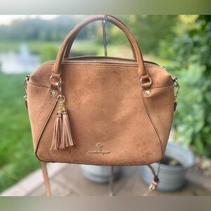 Nanette Lepore Tan Satchel with Tassel Accent